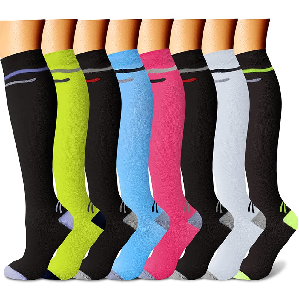 CHARMKING Compression Socks for Women & Men Circulation 15-20 mmHg is Best Graduated Athletic for Running, Flight Travel, Support, Pregnant, Cycling - Boost Performance, Durability (S/M, Multi 11)