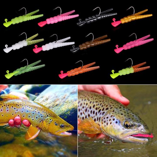 LURELINK 165-Piece Trout Lure Kit for Creek & River Fishing Gear with Split Tail Grub Worms, Shad Dart Jig Heads, Floats & Sinkers - Ideal for Seasonal Trout Crappie & Panfish