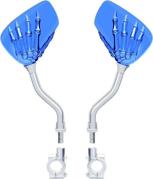1 Pair Bicycle Mirror,Big View Bike Rear View Mirror Blindsight Multi Angle Adjustable Bike Mirror Billet Aluminum Chrome Plated Outside Skull Claw Style Also suitable for motorcycle mirror