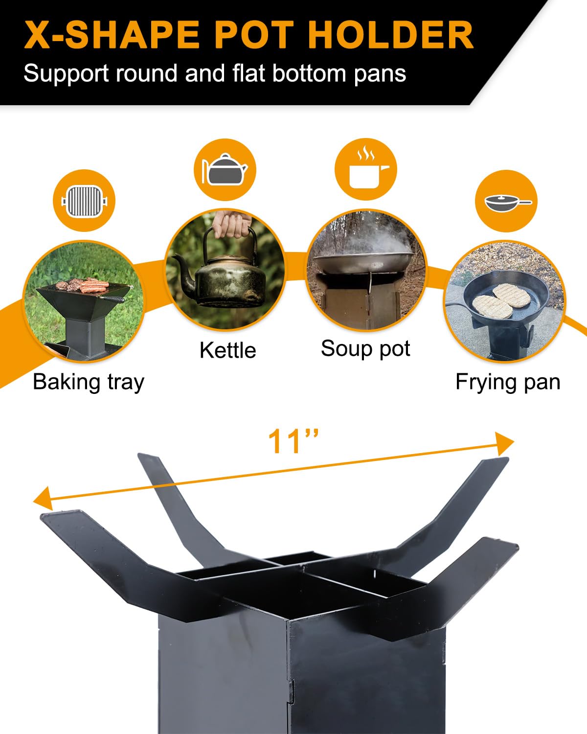 Autoholic Portable Rocket Stove for Cooking Wood Burning Stove Outdoor Camping Living BBQ Picnic Emergency Survival Stove Small Outdoor Woodstove