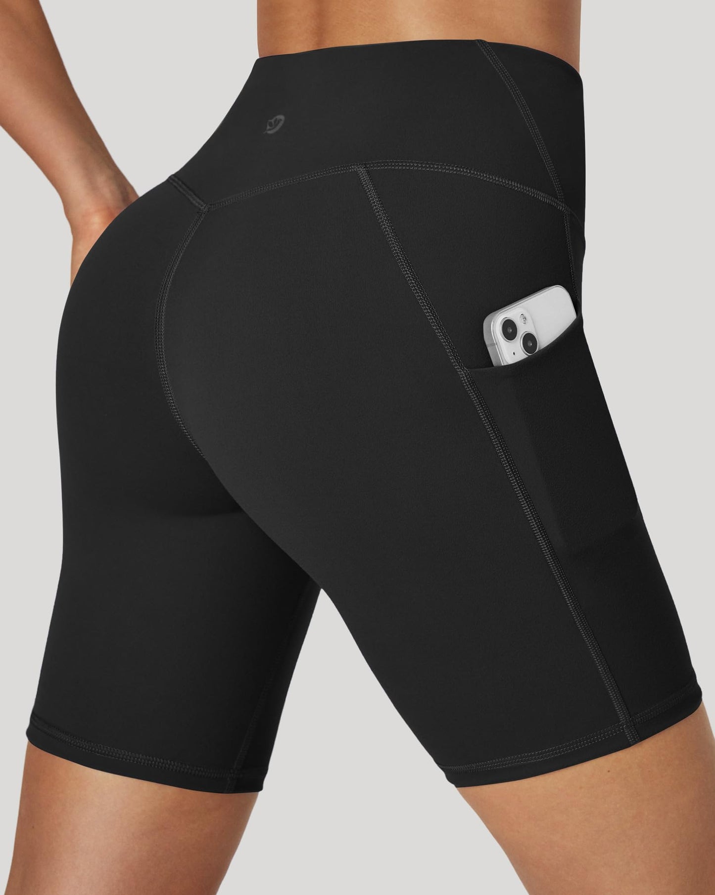 IUGA Biker Shorts Women 8" Tummy Control High Waisted Yoga Gym Workout Compression Running Spandex Shorts Women with Pockets Black