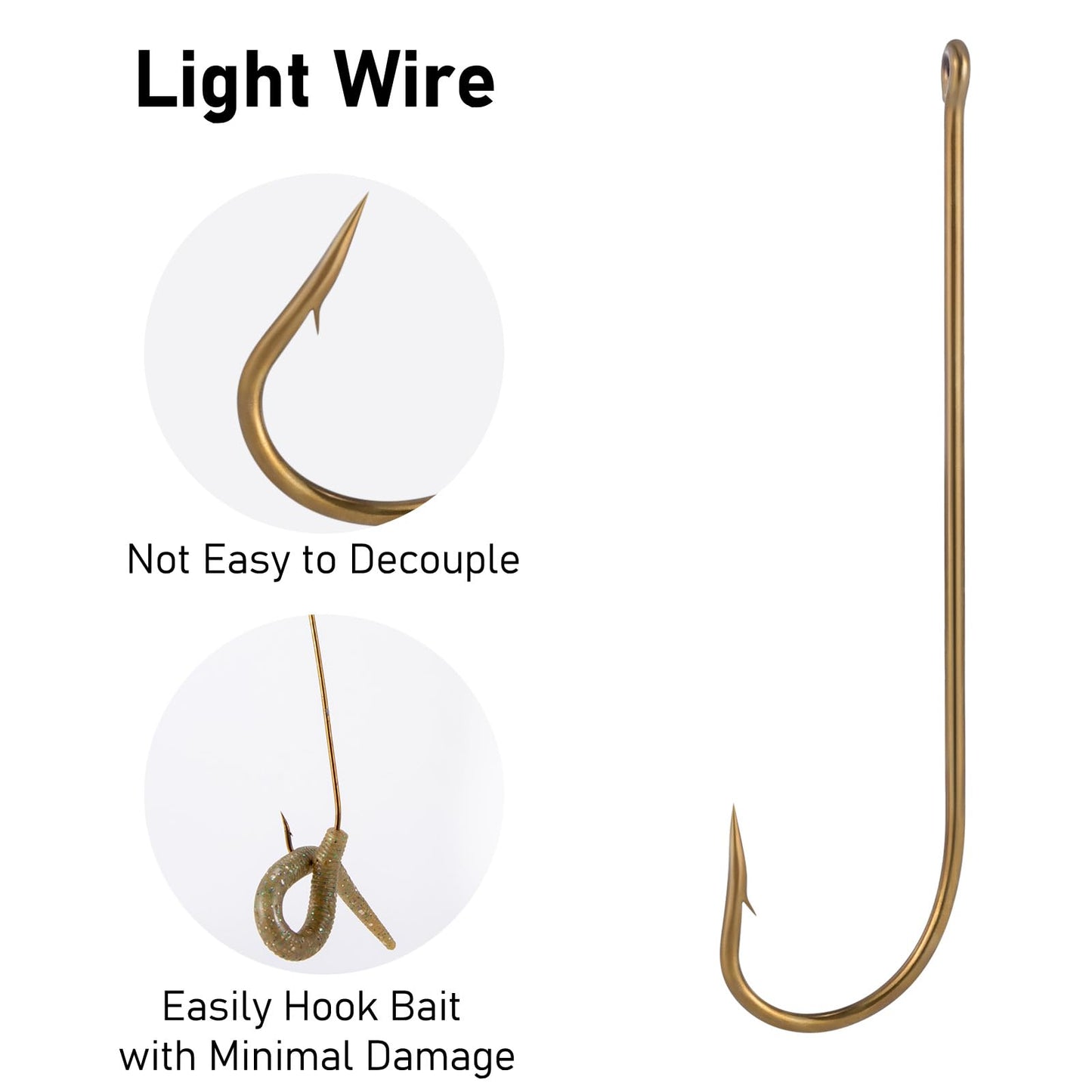 Dr.Fish 100 Pack Aberdeen Fishing Hooks Freshwater Hooks Extra Long Shank Bronze Light Wire Offset Live Bait Hooks Bass Crappie Walleye Panfish Bluegill Bream #8