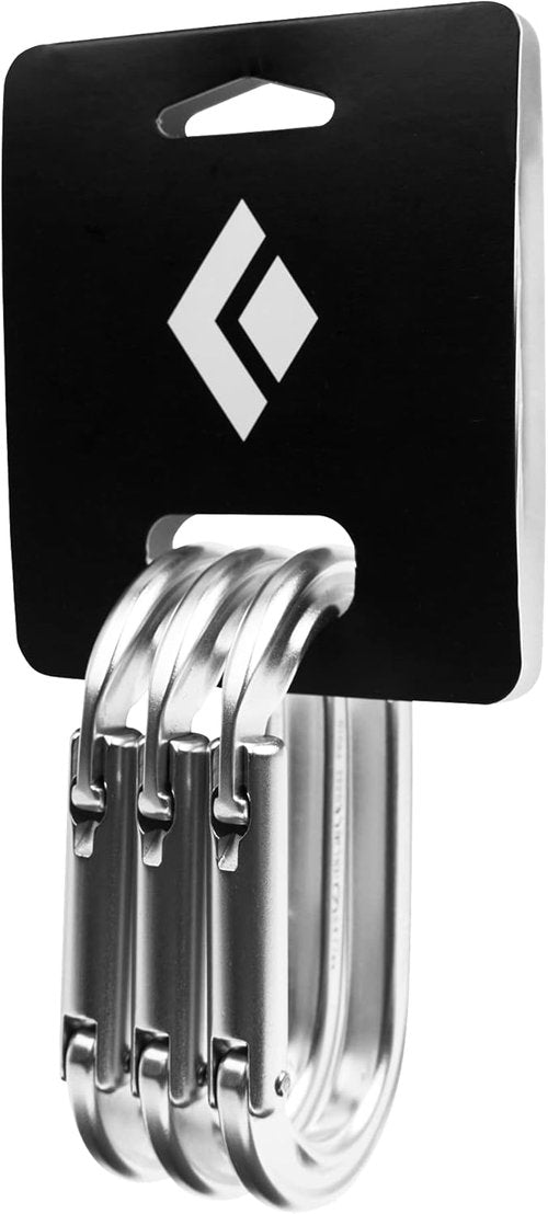 Black Diamond Oval Keylock, Polished, 3 Pack