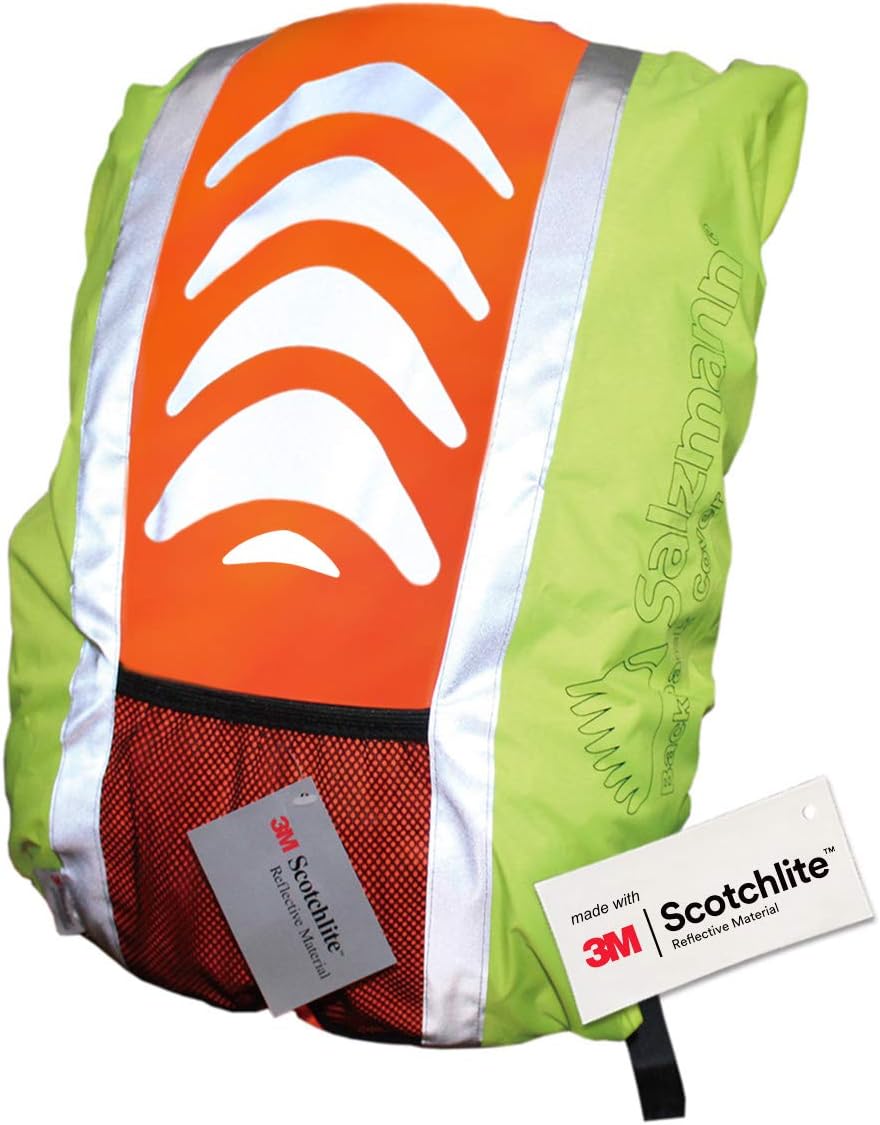 Salzmann Reflective Backpack Cover | Hi Vis, Waterproof | for Cycling & Outdoor Activities | Made with 3M Scotchlite