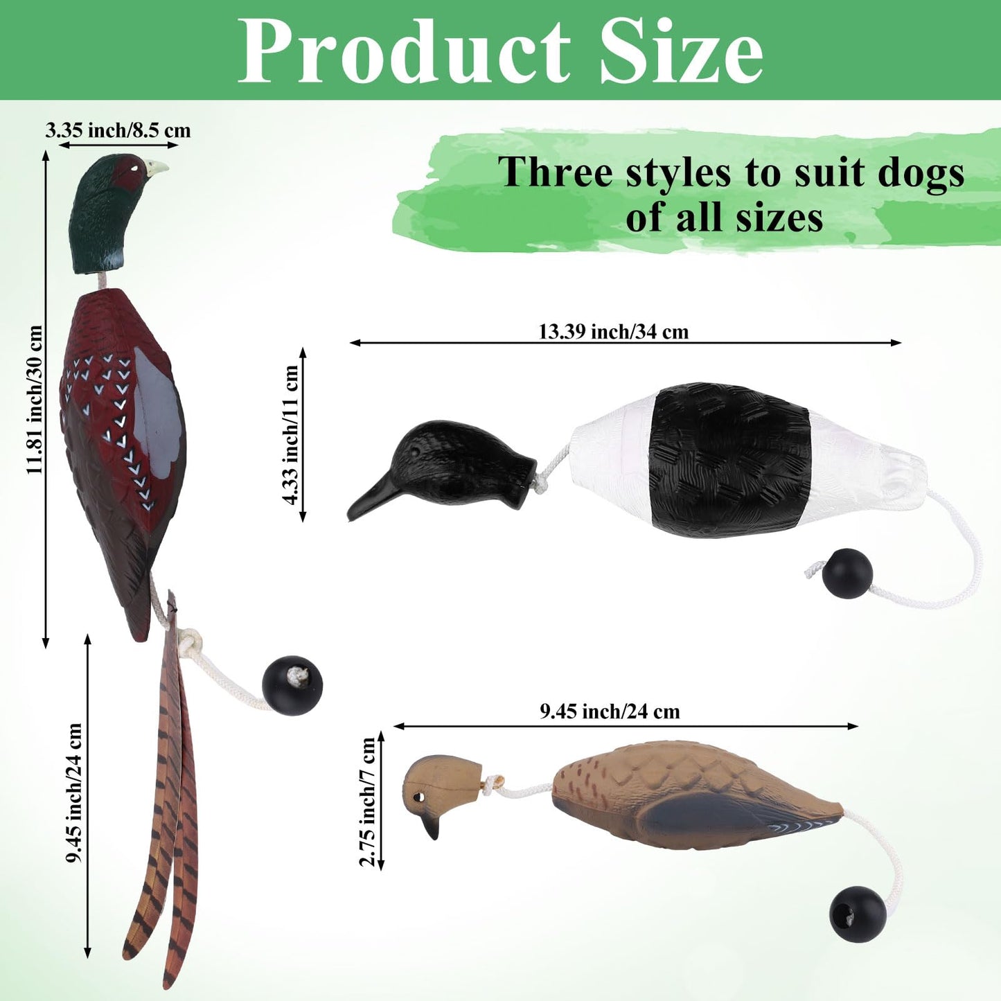 FIONUPI 3 Pcs Pheasant Toy for Dog Training Hunting Dogs Training Duck Bumper Tools Floating Dead Fowl Trainer Foam Interactive Toys for Pet Dog Training