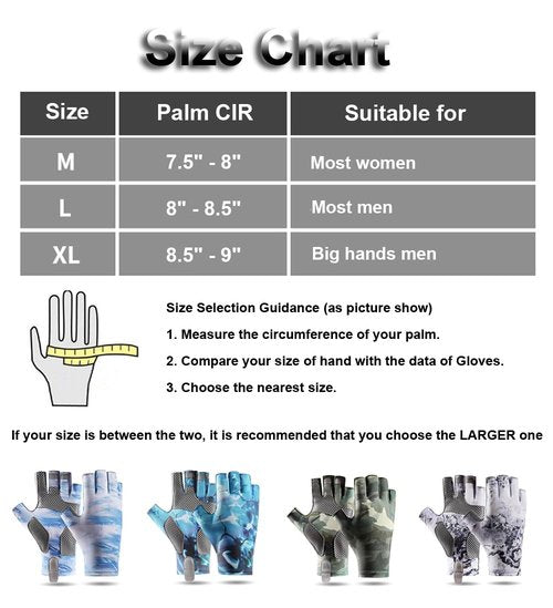 SUJAYU Fishing Gloves - Men & Women's UV Sun Protection Gloves for Kayak, Sailing, Paddling & Rowing - Fly Fishing Accessories (Blue, Medium)