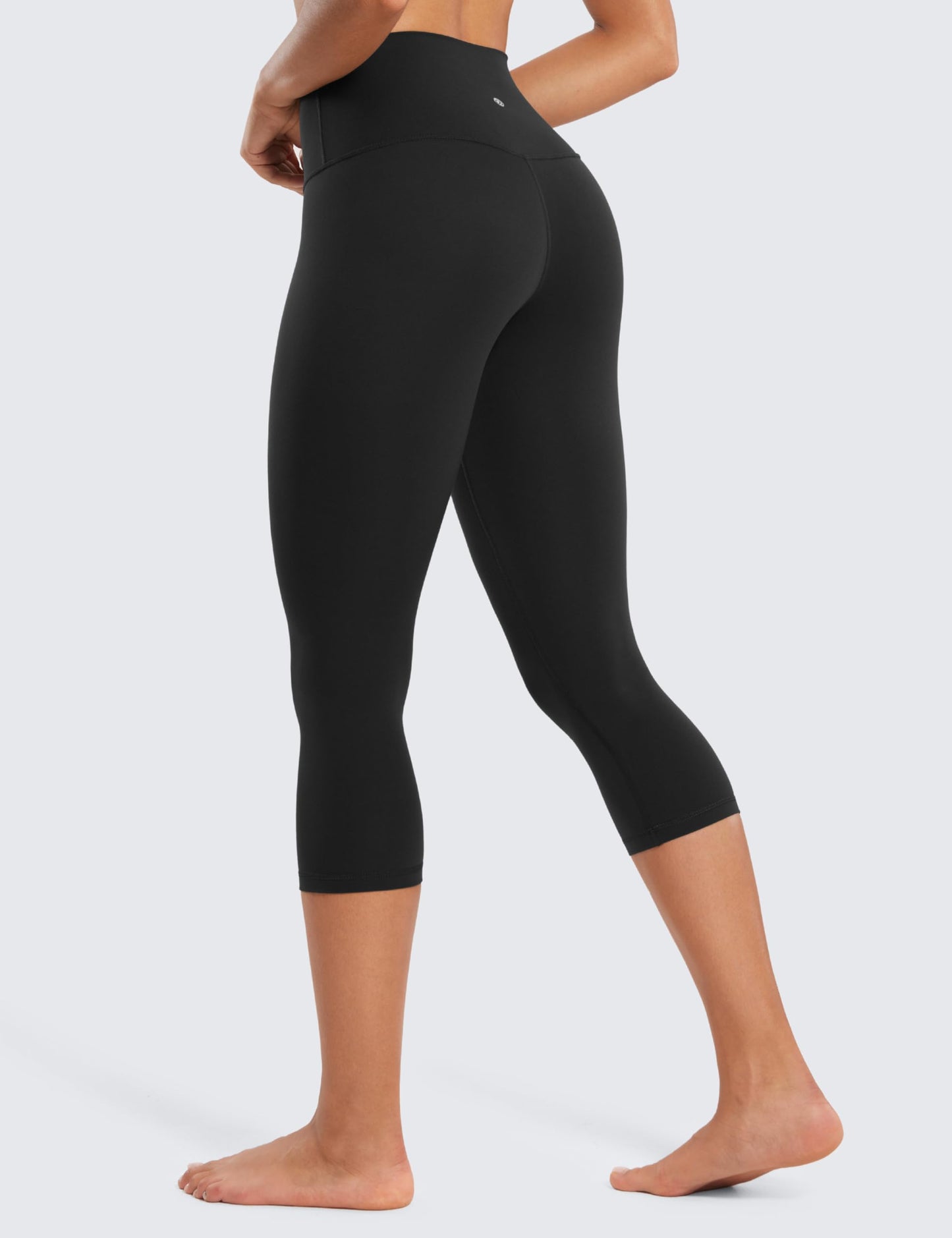 CRZ YOGA Womens Butterluxe High Waisted Lounge Leggings 19 Inches - Workout Buttery Soft Capris Yoga Pants Black Large