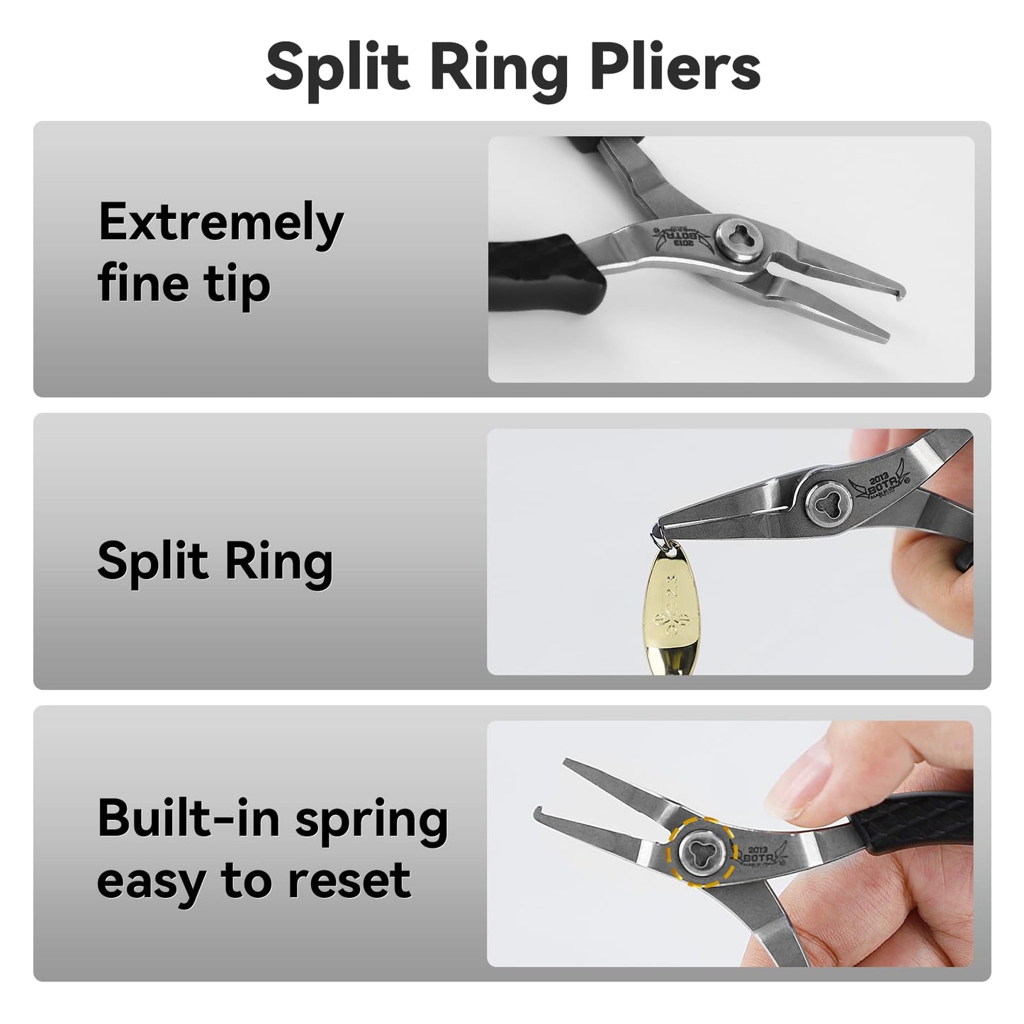 2013 BOTR Stainless Steel Snap Split Ring Fishing Plier, Lightweight and Durable Micro Lure Fishing Tool