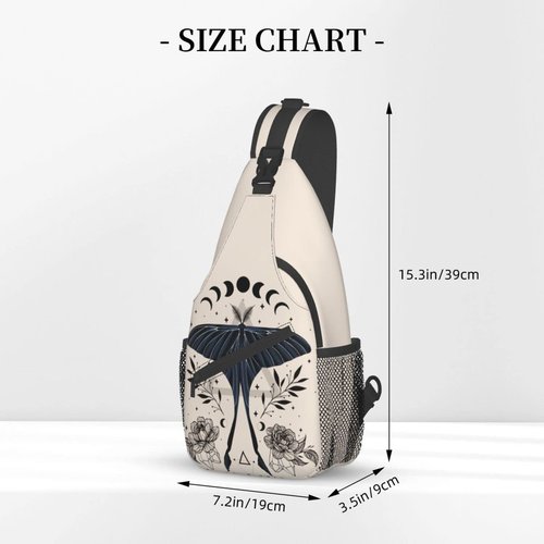 PETTDY Moon Moth Sling Bag For Men Women Shoulder Backpack Chest Bags Crossbody Daypack For Hiking Camping Outdoor Trip