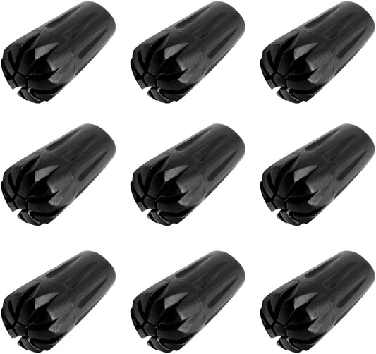 Jakuva Black Rubber Diamonds Trekking Pole Replacement Tip Protectors - Fits Most Standard Hiking Poles - Shock Absorbing, Adds Grip and Stability