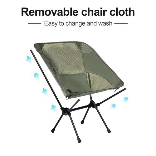 CAMEL CROWN Portable Camping Chair Lightweight Compact Folding Chair Mesh for Outdoor Camp Travel Beach Picnic Festival Hiking Backpacking Army Green