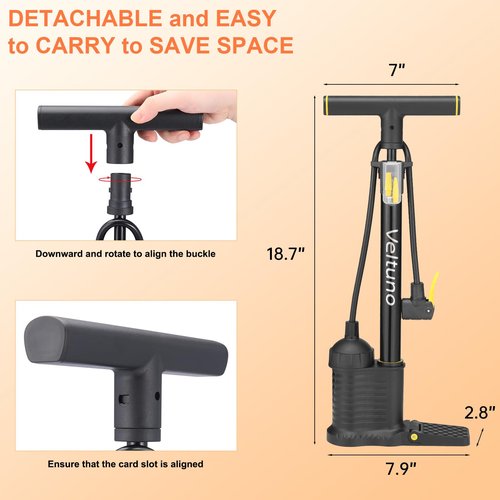 Veltuno Bike Pump,High Pressure,Floor Bicycle Tire Pump with Boost Device Compatible with Presta and Schrader Valve, for Bicycle, Balls, Scooter, etc.…