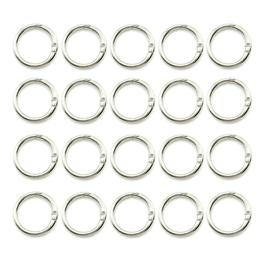 20 Pack 0.75 Inch Keychain Clips，Round Small Carabiner Clip for Key, Metal Keyring Hook Buckle Clip (Silver)
