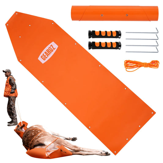 GearOZ Deer Drag Sled Thickened Game Hauler Strap Reduce Ground Friction & Transport Game Easier Heavy Duty Deer Pull Rope for Dragging Deer Cart Deer Hunting Accessories Gift for Hunters, Orange