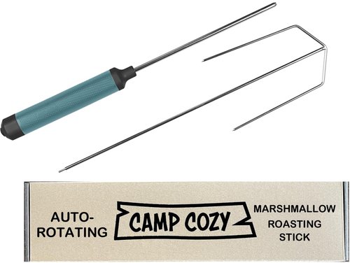Camp Cozy HotRod Automatic Rotating Hot Dog and Marshmallow Roasting Stick – Premium Campfire Tool for S’mores, BBQ, and Camping – Compact, Durable, and Fun for All Ages - BLUE