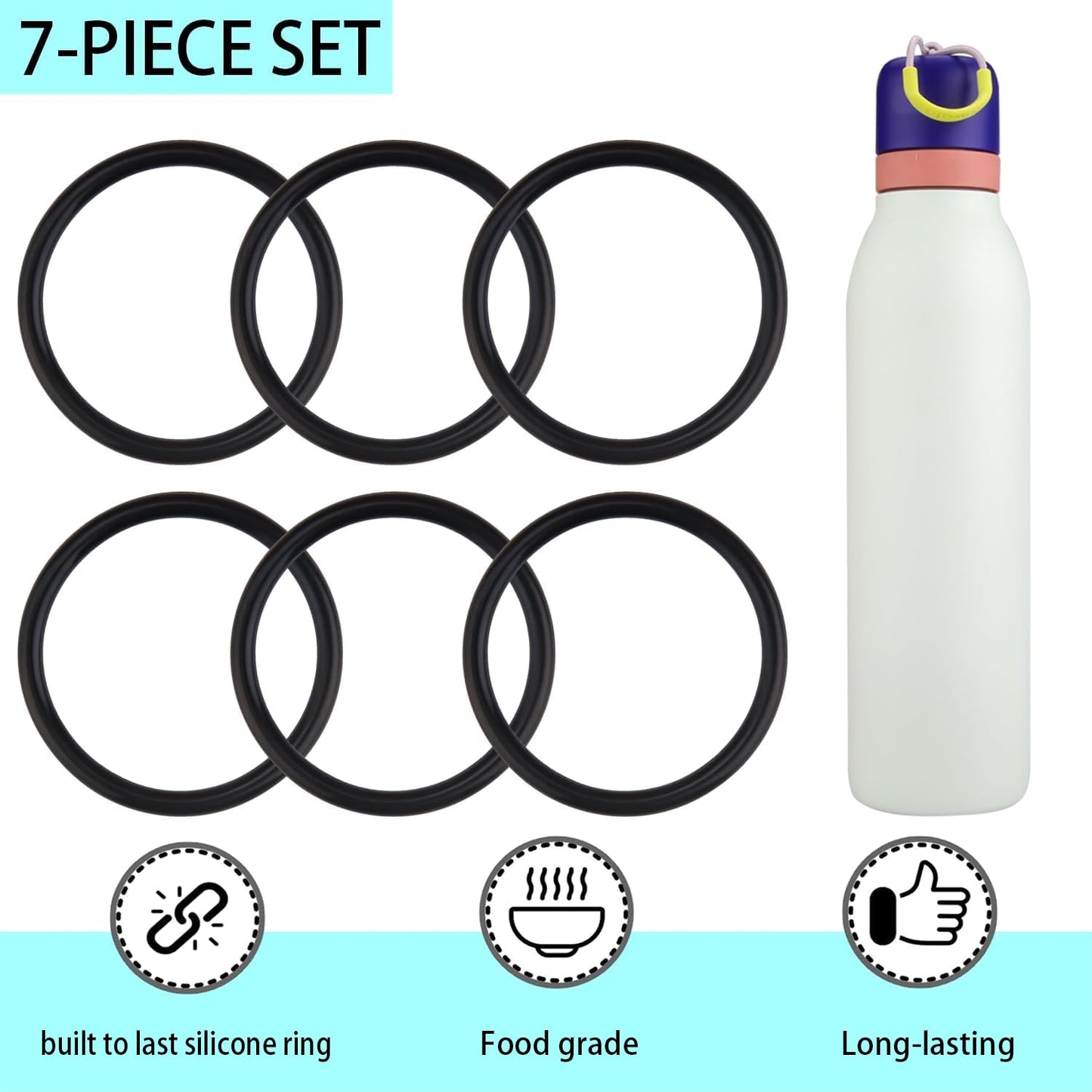 6-Pack O-ring for Owala FreeSip Twist Insulated Stainless Steel Water Bottle，Gaskets compatible with Owala FreeSip Twist 18oz 24oz Insulated Stainless Steel Bottle.
