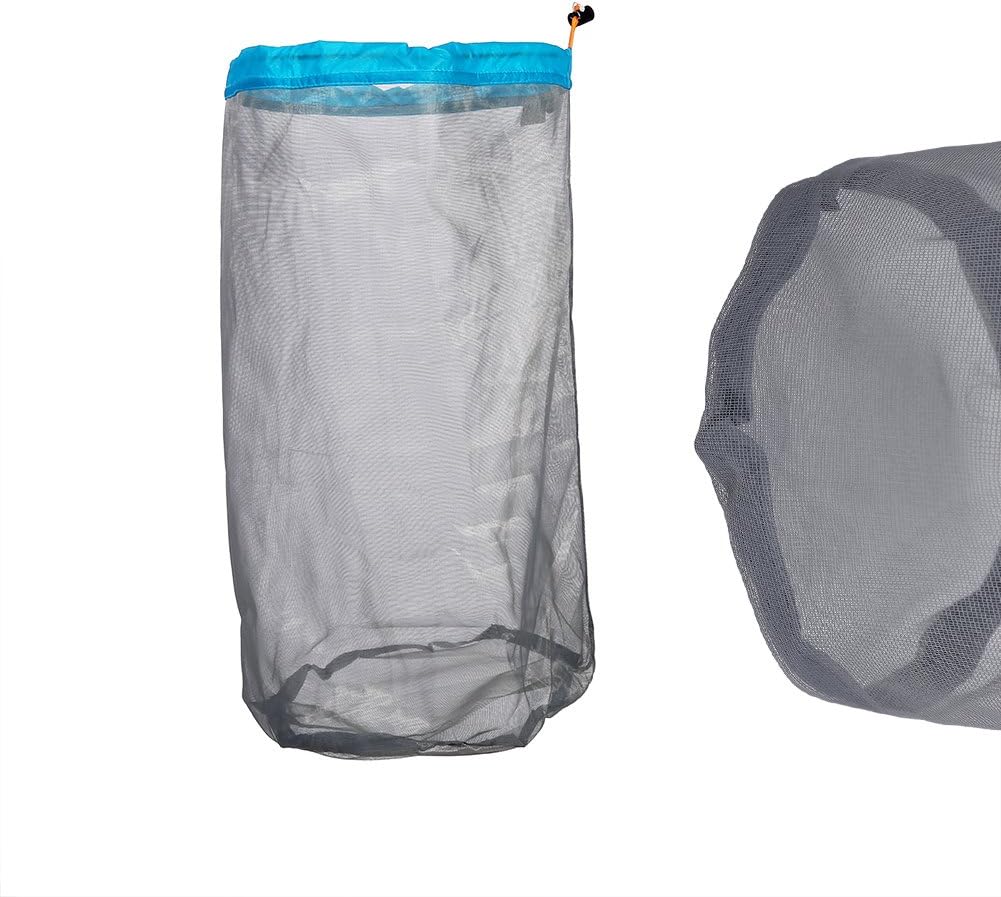 Mesh Stuff Sack Light Weight Nylon Mesh Drawstring Storage Bag for Travelling Hiking Camping Stuff Storage(Orange M)