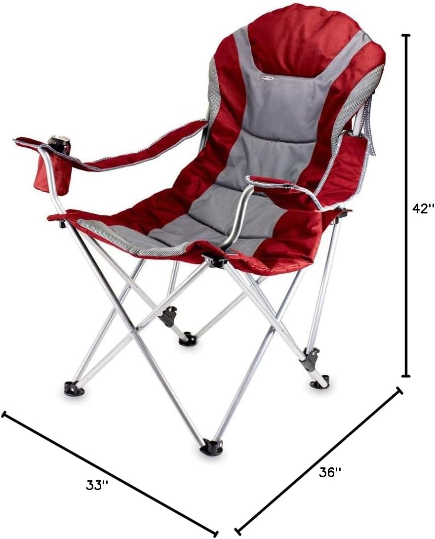 PICNIC TIME NCAA Arkansas Razorbacks Reclining Camp Chair - Beach Chair for Adults - Sports Chair with Carry Bag