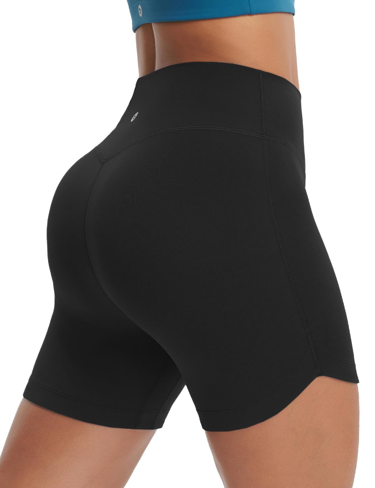 baleaf Womens 5" Biker Shorts High Waisted Workout Spandex Short Tummy Control Gym Yoga Athletic with Pocket Black L
