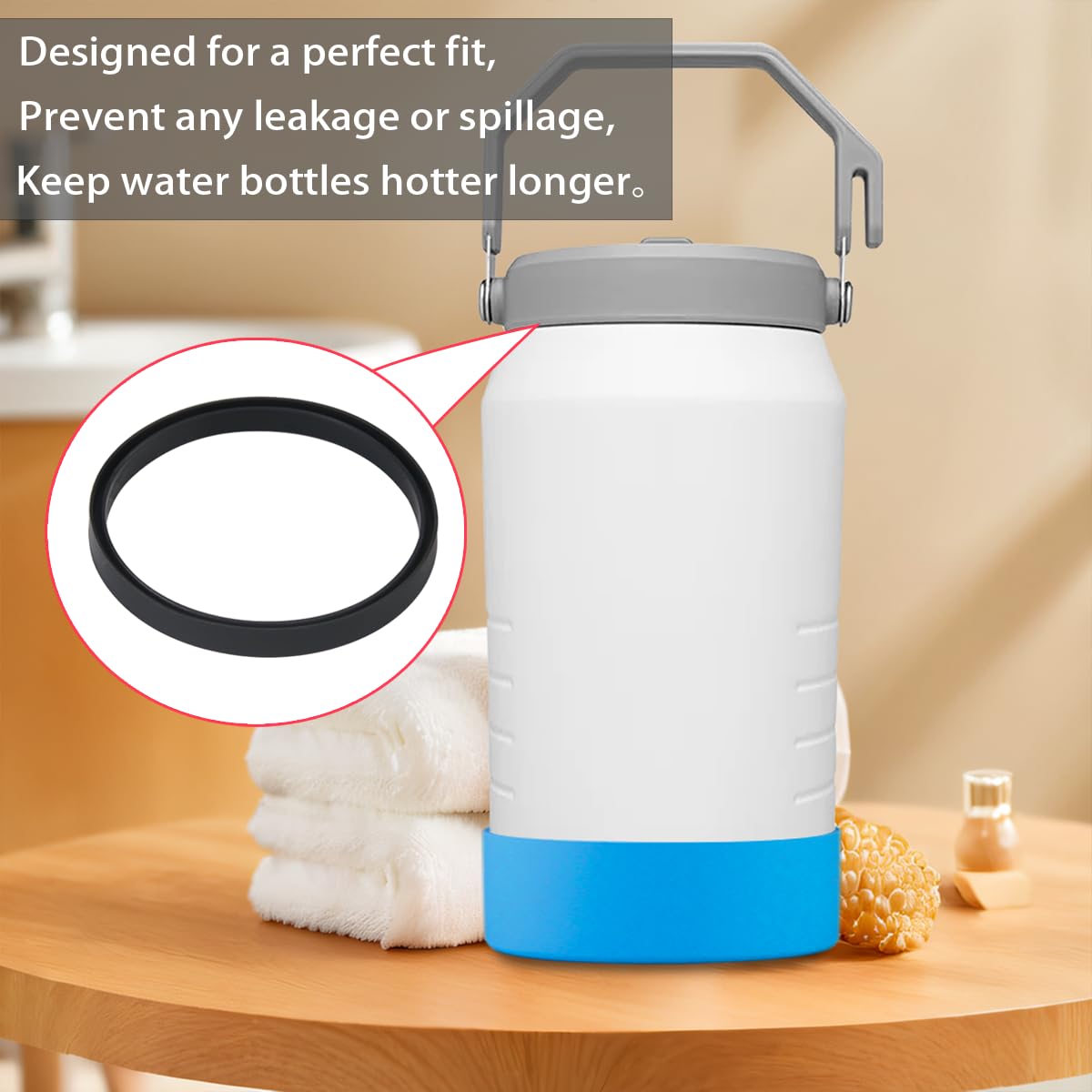 4-Piece Silicone Sleeve with Replacement Gasket for Stanley 64oz IceFlow Flip Top Tumbler, Silicone Sleeve Replacement Gasket for Stanley 64oz Water Bottle (4, Yellow Sky Blue)