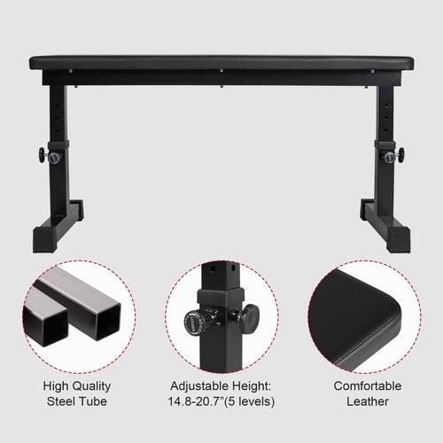 LSKSSNG Flat Weight Bench, Utility Workout Adjustable Height Weight Bench Press with Thick Cushion & Anti-slip Foot Pads, Compact Strength Training for Exercise & Fitness, Home/Gym Easy Assembly