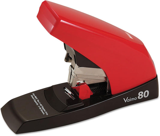 Max HD11UFL Vaimo 80 Heavy-Duty Flat-Clinch Stapler, 80-Sheet Capacity, Red/Brown