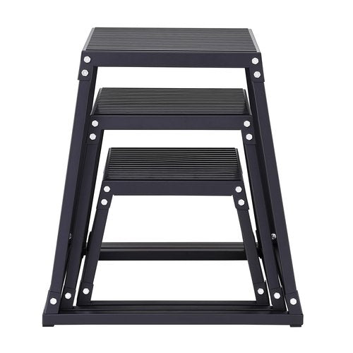 VEVOR Plyometric Jump Boxes, 12/18/24 Inch Plyo Box, Platform and Jumping Agility Box, Anti-Slip Fitness Exercise Step Up Box Set for Home Gym Training, Conditioning Strength Training, Black