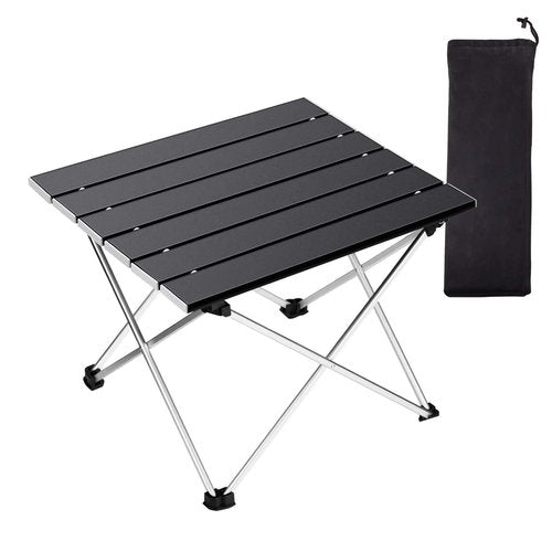 Tesouro Folding Camping Square Table with Carry Bag, Lightweight Aluminum Square Table for Outdoor, Camping, Picnic, Backyards, BBQ (Black, Large)