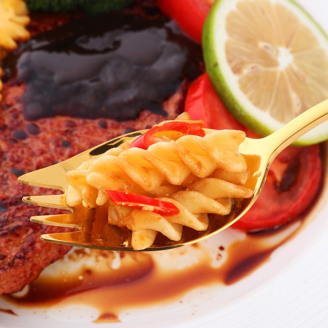 7-pack 8.5 INCH 18/10 Stainless Steel Spoon Sporks for Household Use Camping Travel Hiking