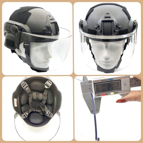 Tactical ACH Airsoft Helmet with Full Face Clear Visor Protective Guard MICH 2000 Mode for Paintball Outdoor CS Wargame (Black)