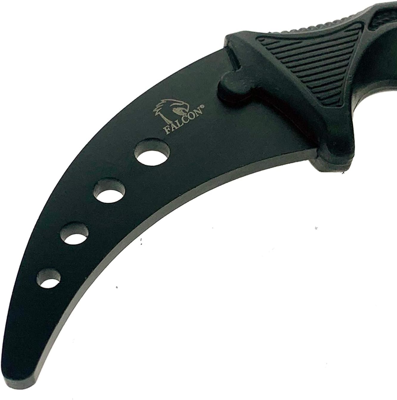 Falcon 7.5" Tactical Fixed Blade Training, No Edge. For Training Purpose Only (Black)