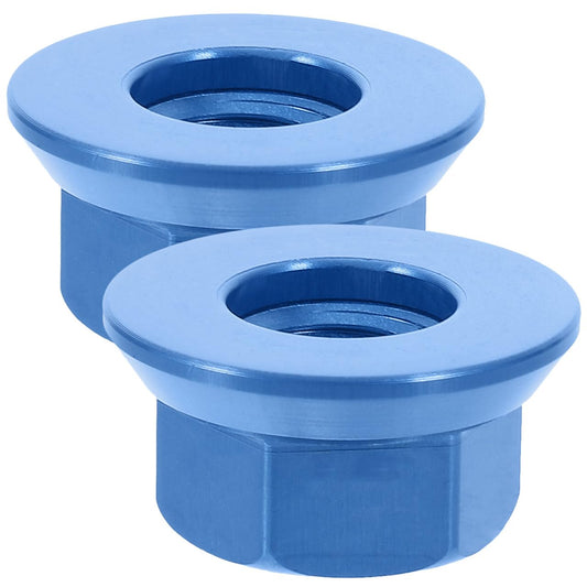 Blue Bike Wheel Nuts - 2pcs M10 Hub Axle Nut Set
