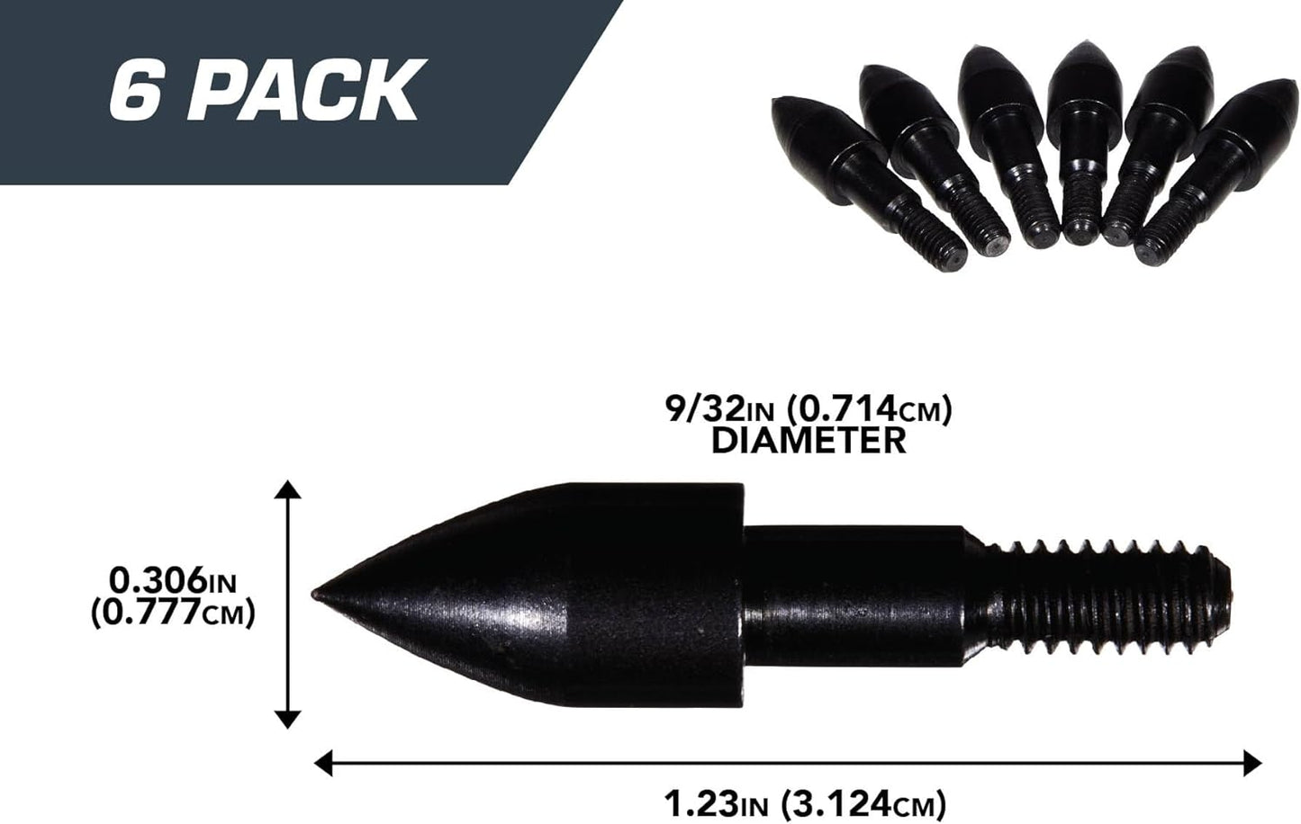 Allen Company Archery Bullet Points - Soft Arrow Tips for Target Practice - Screw-On Design - Reduces Wear and Tear on Targets - Multiple Sizes/Grain - 12-Pack - Black