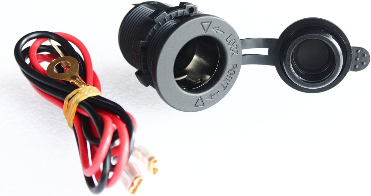 BANDC Waterproof Marine Motorcycle ATV Rv Power Outlet Socket Receptacle Dc 12v Plug with Wire