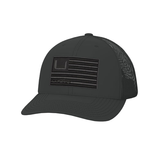 HUK Unisex Trucker, Anti-Glare Snapback Fishing Hat for Kids, Bars-Black