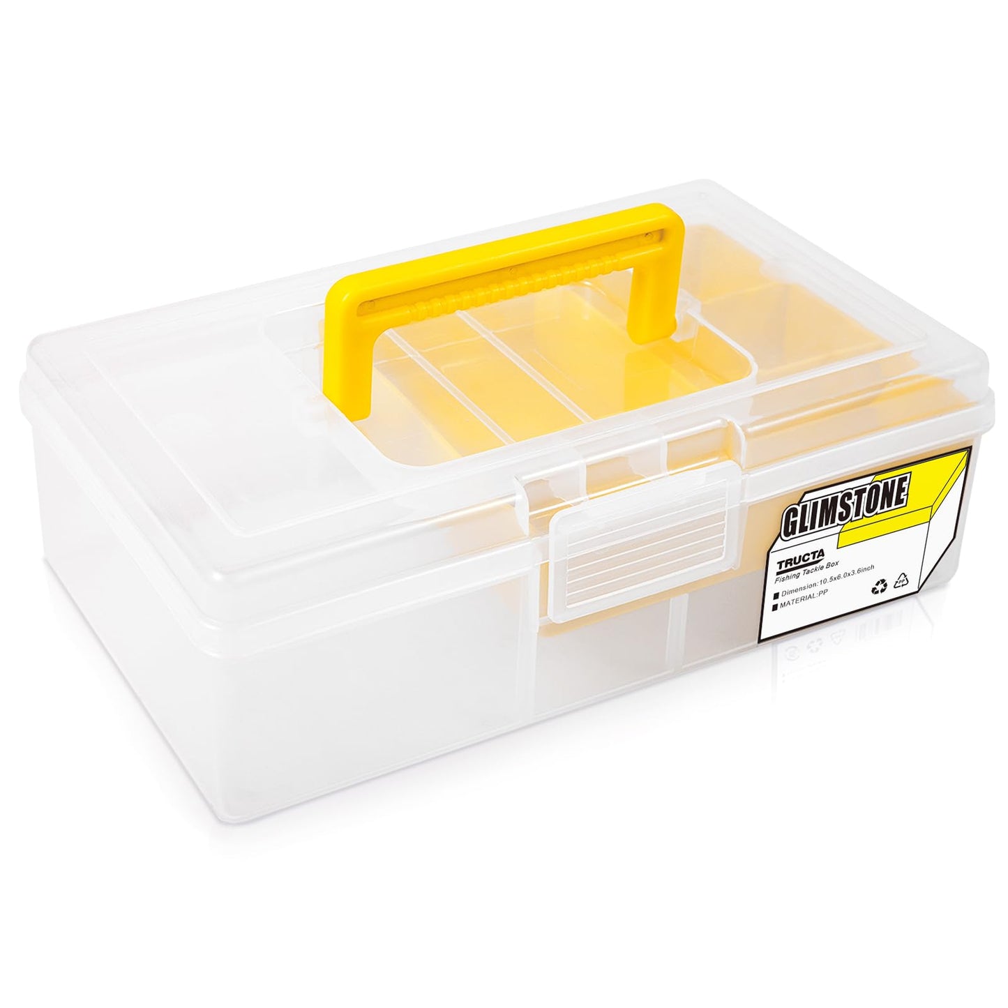 Glimstone Fishing Tackle Boxes Waterproof Premium Plastic Storage Organizer Container Box with Divider Tray for Small Parts (Tackle Box Only)