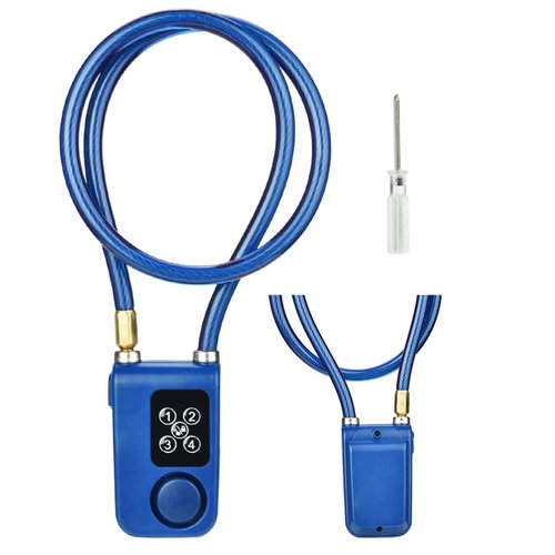 Chain Lock for Bike with Alarm, Y787 Smart Alarm Lock Waterproof AntiTheft Motorcycle Chain Lock for Scooter/Stroller/Gate Blue