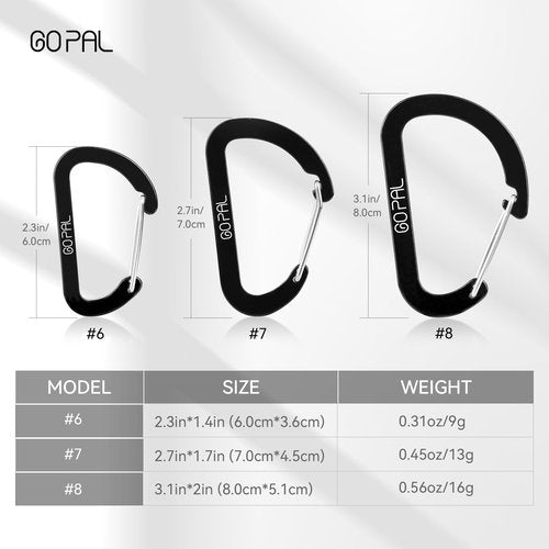 Black Carabiner Clip - 2.3" Small Carabiners Clips for Keys Water Bottle Dog Leash Camping Hiking Carabiners Keychain Clip Caribiner Hooks Aluminum Carbineers Mini Carabiner Clip 8PCS, GP02