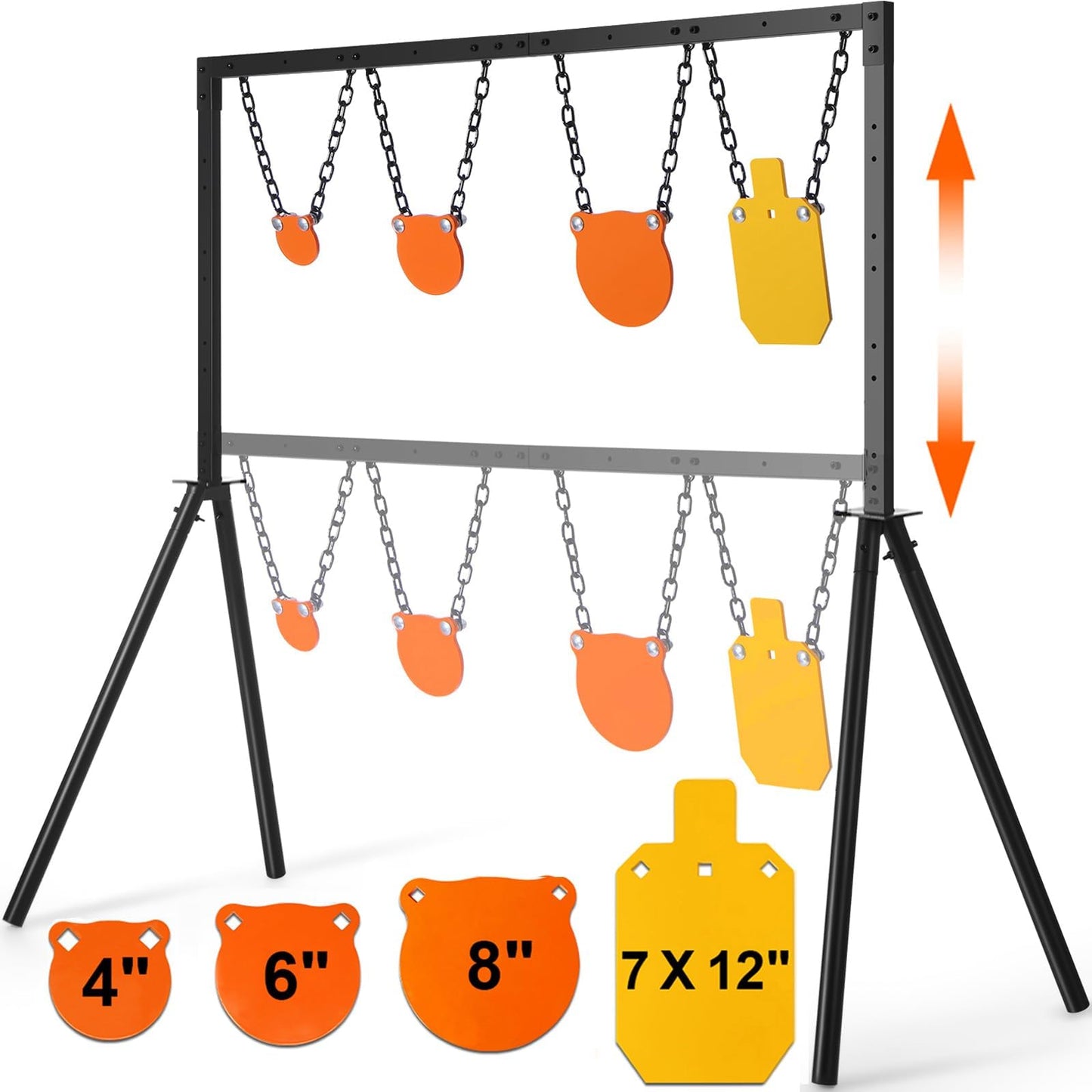 GADFISH Steel Target Stand, AR500 Shooting Target System, 63 Inch Adjustable Height, 3/8 Inch Steel Targets Stand Shooting Range, Heavy-Duty AR500 Metal Targets Complete Kit Combination