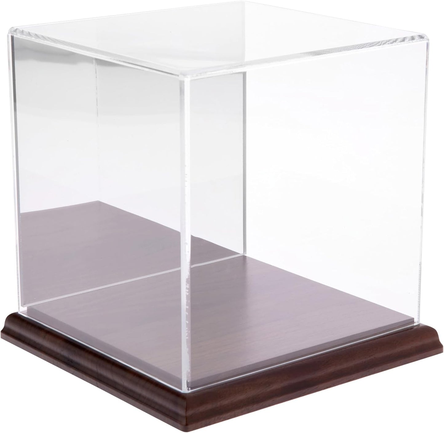 Plymor Clear Acrylic Display Case with Hardwood Base, 6" x 6" x 6"