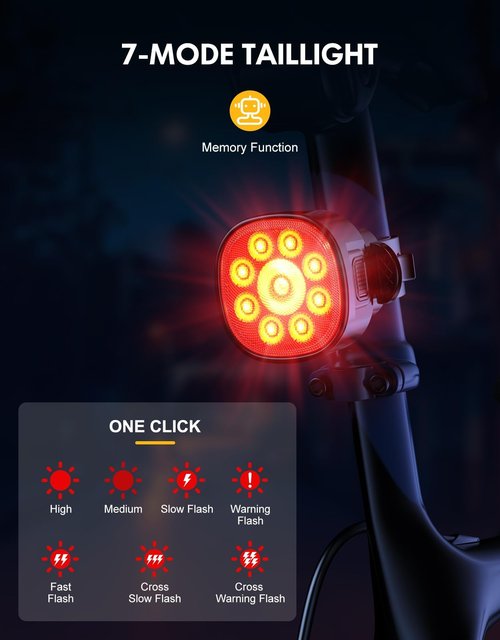 Cuvccn Bike Lights [8+7 Modes], USB Rechargeable Bike Lights Front and Back, Ultra Bright with Spotlight & Floodlight, IP65 Waterproof Bicycle Lights for Road Mountain Day/Night Cycling Safety