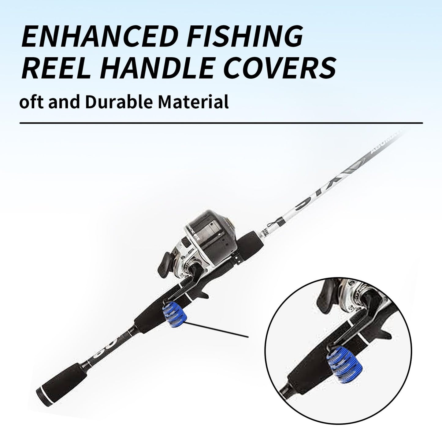 9Pack Rubber Fishing Reel Handle Grip Sleeve Non-Slip Baitcaster Knob Covers for Casting or Spinning Reel Customizable Handle Cover Tape Baitcasting Baitcaster Handle Grip