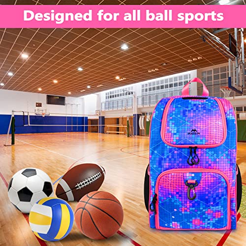 Pink Basketball Bag with Shoe & Ball Compartments - Girls Sports Backpack
