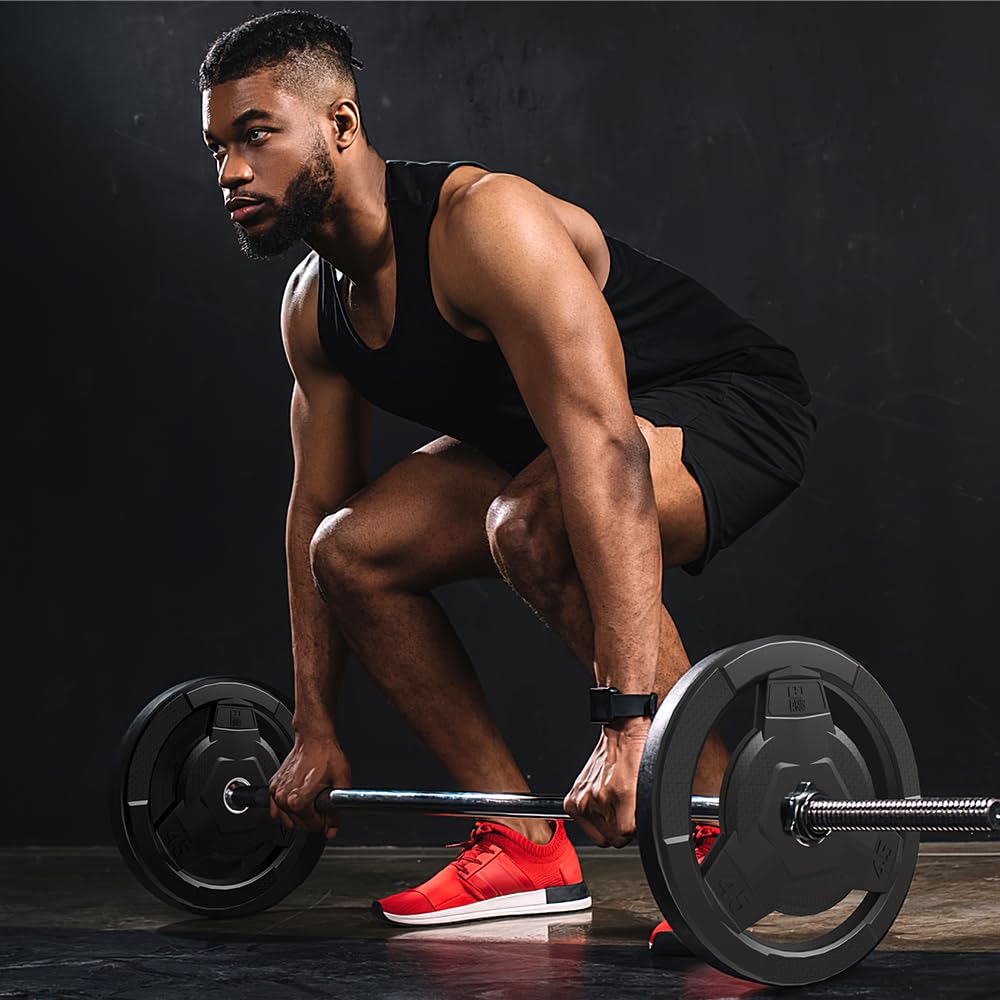 FAGUS H Weight Plate 2-Inch Rubber Coated Olympic Grip Plate for Barbell,Solid Cast Iron Weight Plates for Strength Training,Weightlifting,Crossfit,Home Gym,2.5LB Pair