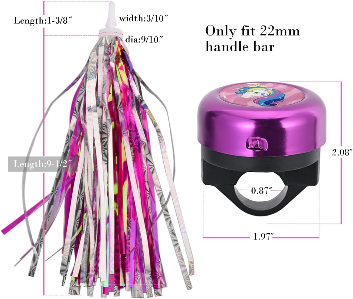 U-LIAN Kids Streamers and Bike Bell for Girls-1 Pack Flower Bicycle Bell with 2 Pack Handlebar Streamers Scooter Tassels for Children's Bike Accessories