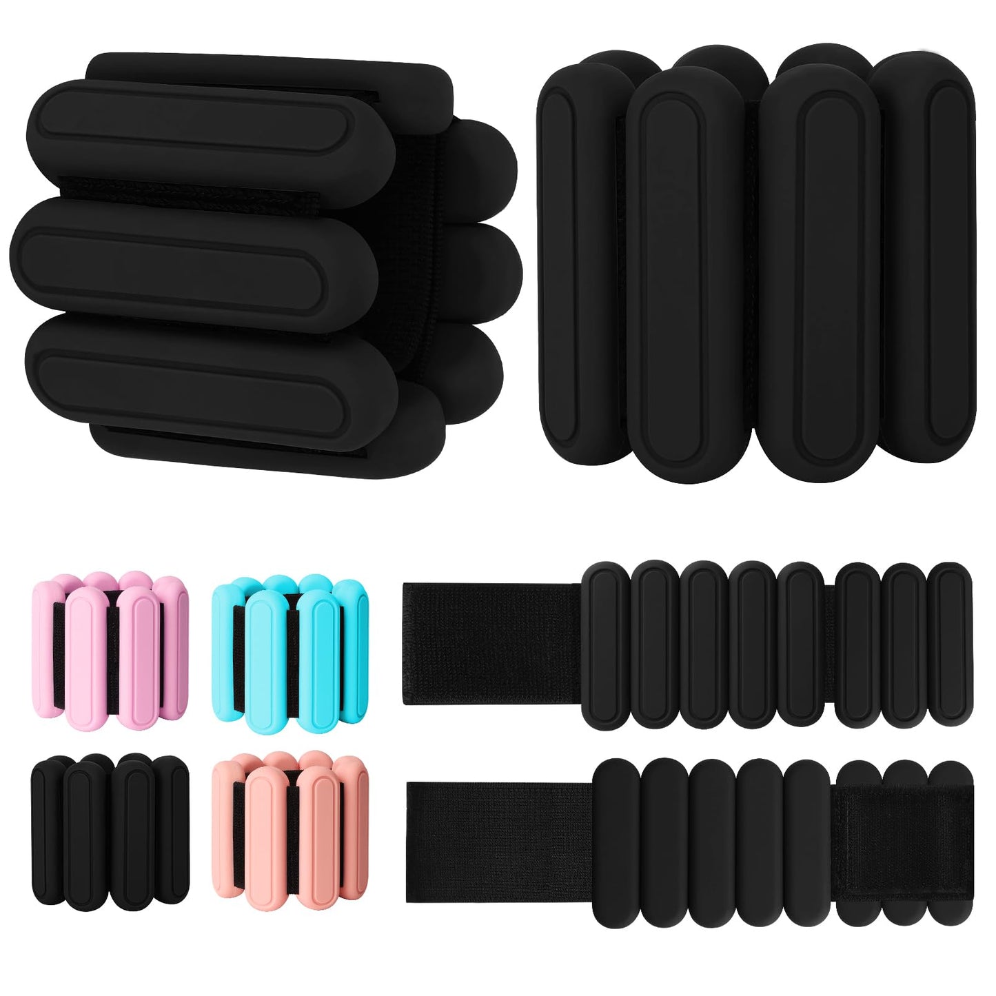 Adjustable Wrist & Ankle Weights Set of 2(1Lbs Each), Premium Silicone Wearable Weight Bracelets, Fits for Yoga, Pilates, Home Gym Workout, Dance, Pool Exercises, Jogging, Cardio, Strength Training (Black)