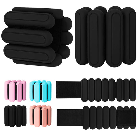 Adjustable Wrist & Ankle Weights Set of 2(1Lbs Each), Premium Silicone Wearable Weight Bracelets, Fits for Yoga, Pilates, Home Gym Workout, Dance, Pool Exercises, Jogging, Cardio, Strength Training (Black)