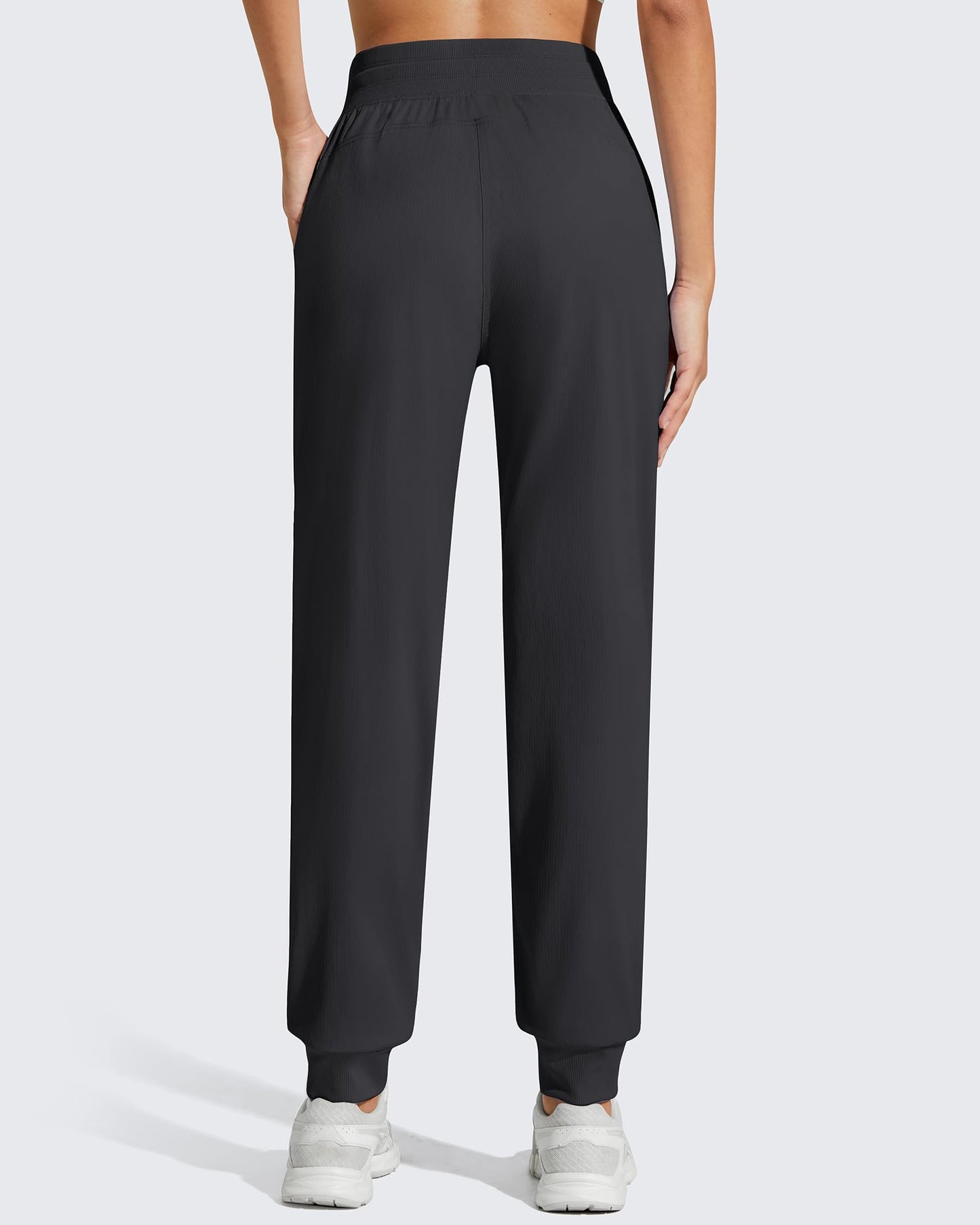 G4Free Women's Jogging Pants with Pockets Elastic Drawstring Workout Sweatpants Soft Stretch Gym Sweats Casual Outdoor (Black,L,31.5")