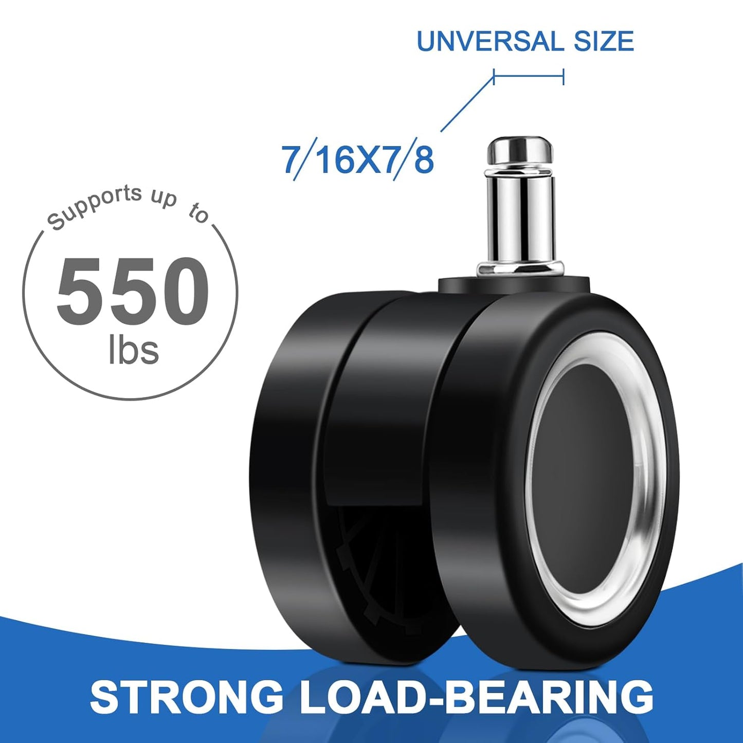 Replacement Office Chair Wheels, Caster Desk Chair Wheels, Rolling Wheels for Office Chair, Chair Rollers Casters, Chair Casters for Hardwood Floors, 5 Set Chair Casters Safe for All Floors.