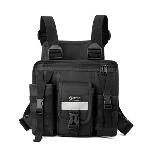 Tactical Chest Bag for Men, Outdoor Multi-purpose Utility Vest Pouch with Water Bottle Pocket EDC Chest Pack Daypack for Running Hiking Cycling